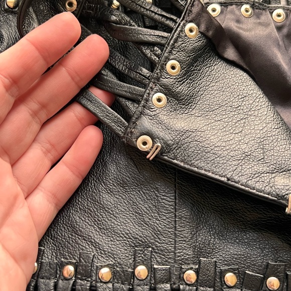 SOLD 3/9 Pamela McCoy Black Leather Moto Jacket, Size Small - Picture 15 of 15